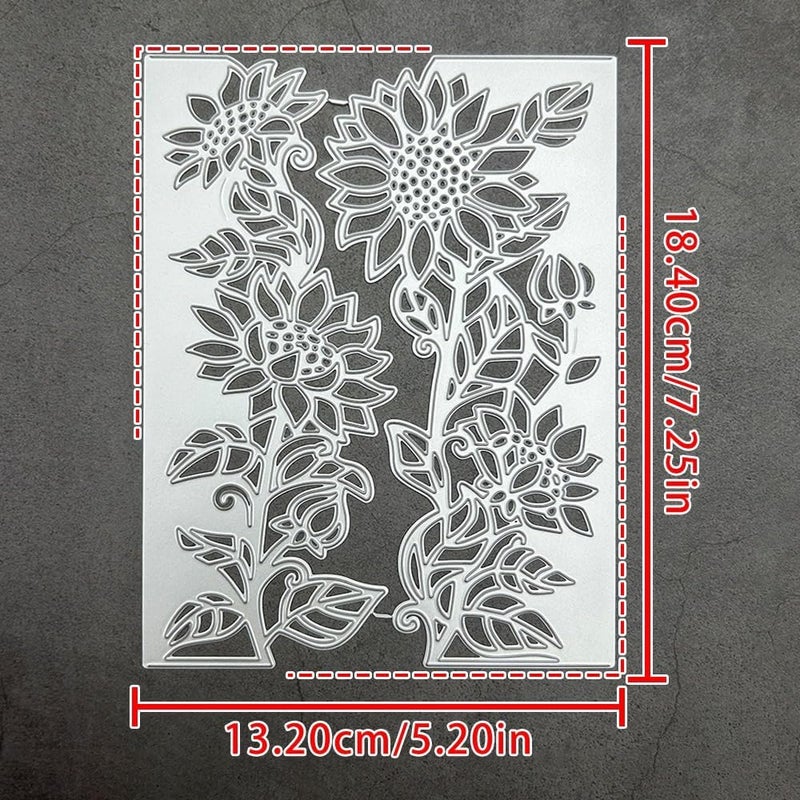 Lapoo Metal Cutting Die for Scrapbooking, 3D Backgrounds Frame New Cutting Dies DIY Album Card Making Decor Paper Craft Metal Die Cuts Party Wedding Decorations (Leaf-Turning Sunflower 7.2 x 5.2 in) - Image 2